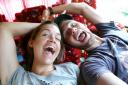 Even geinen in de bus (toen waren we nog vrolijk)